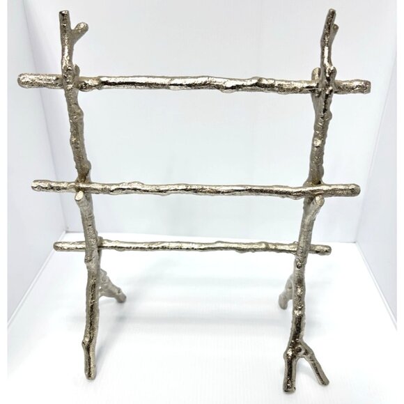 Silver Branch Tree Jewelry Stand 3 Bars Bracelets Rings Organizer Display Rack - Picture 1 of 9